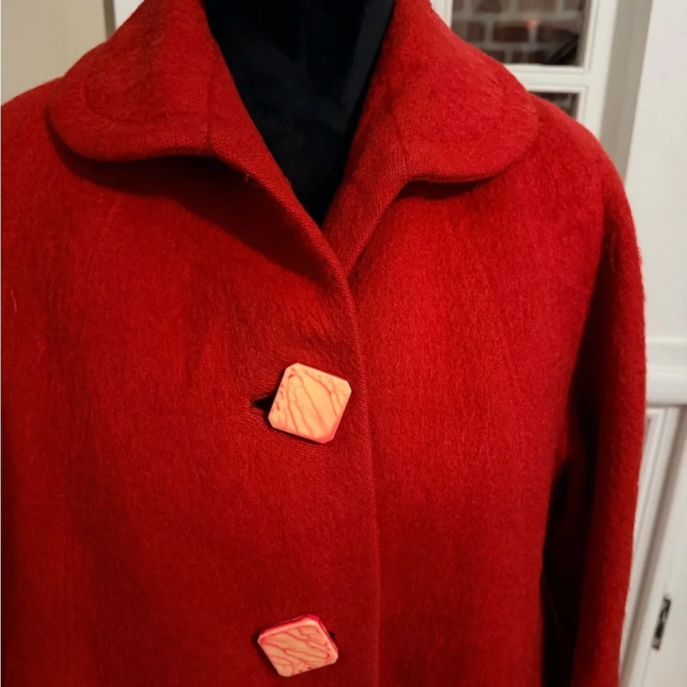 Vintage Elegant Red mohair? Women's Coat - Picture 2 of 15